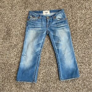 Big Star Jean Capri Crop Women's 28R Blue Liv Low Rise Embroidered 90s Y2K
